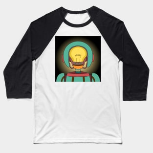 AI robot with a yellow light bulb inside a head. Modern technology and futuristic concept. Baseball T-Shirt